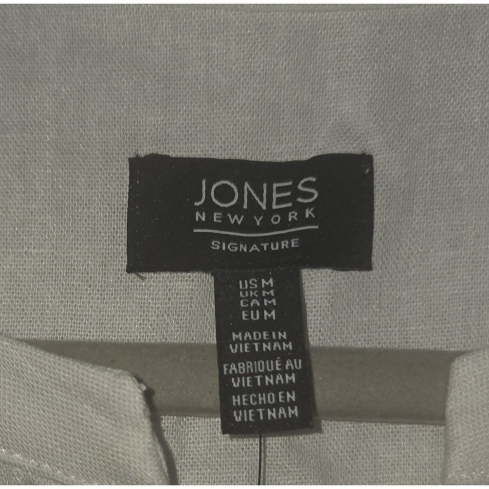 NWT Jones New York Sleeveless Linen Blend Blouse Pleated Bodice Gold Button Sz M - Picture 5 of 9